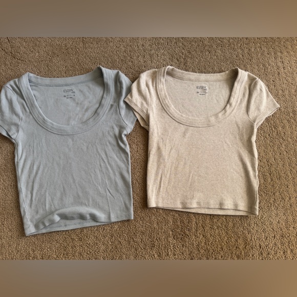 Est PAC 1980 Tops - Gray and Cream Casual Crop Tops Bundle